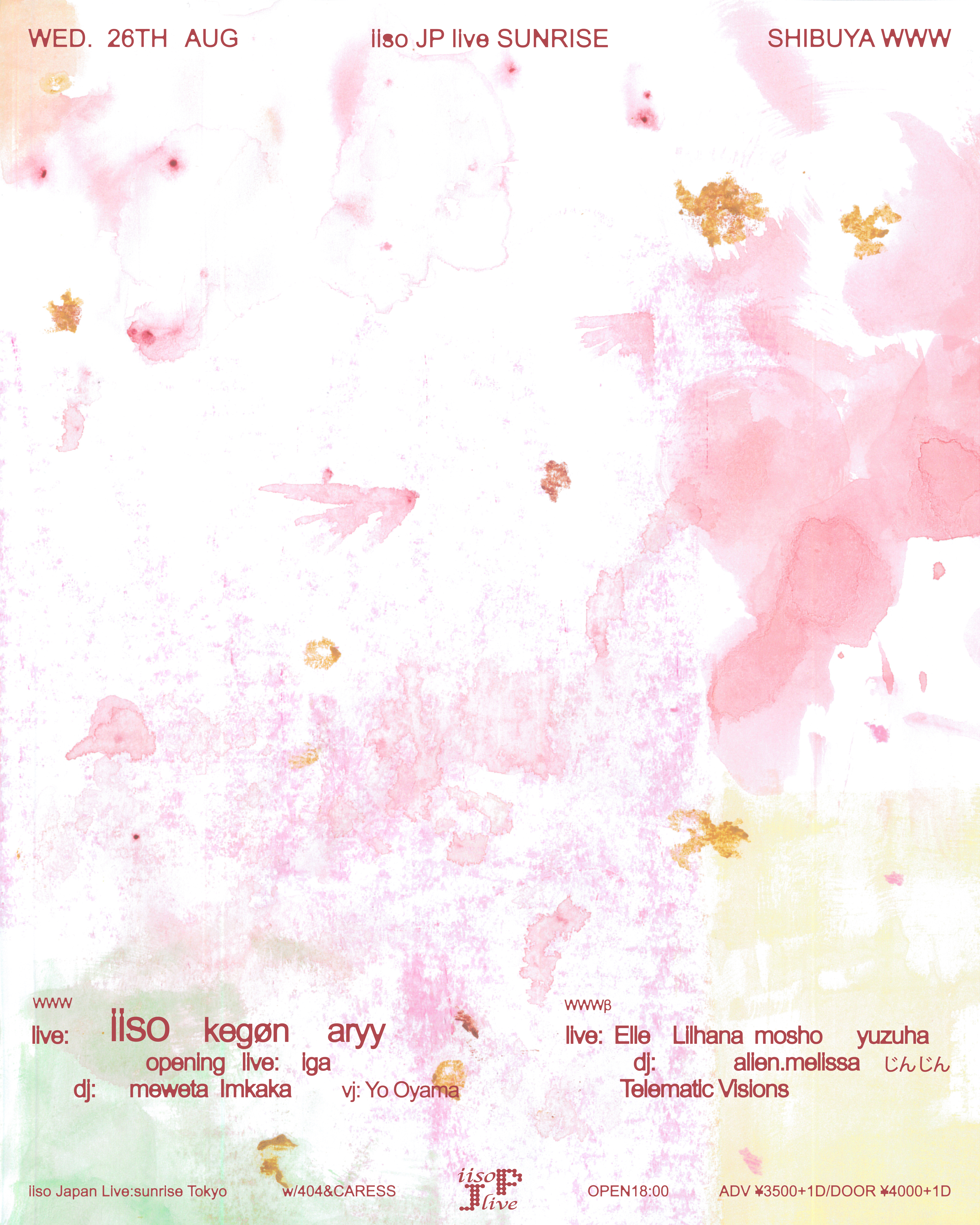 iiso Japan Live: sunrise Tokyo w/ 404 & CARESS flyer